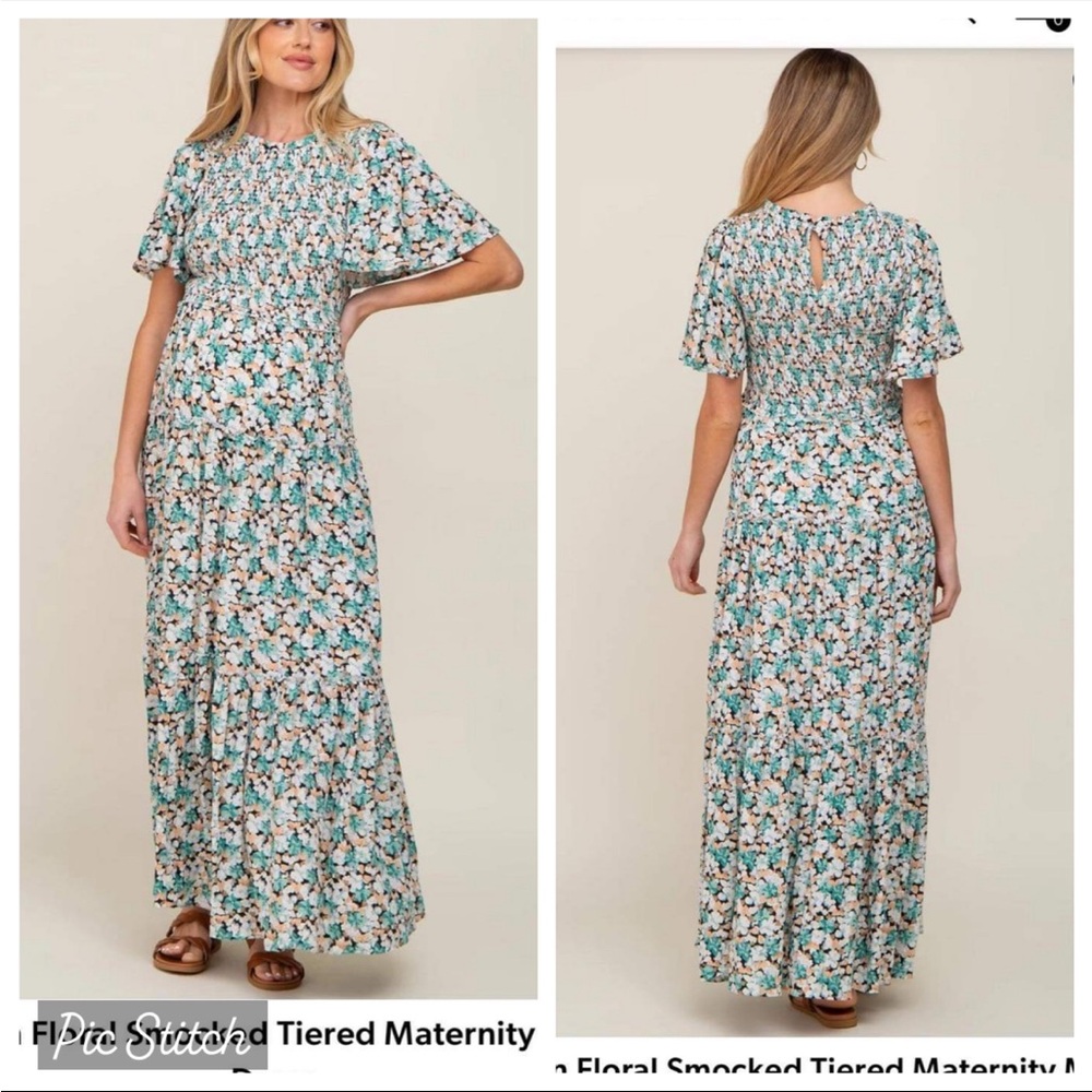 Pink Blush Smocked Maternity Maxi Dress